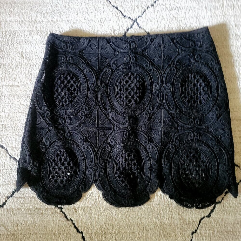 Black Lace Overlay Skirt